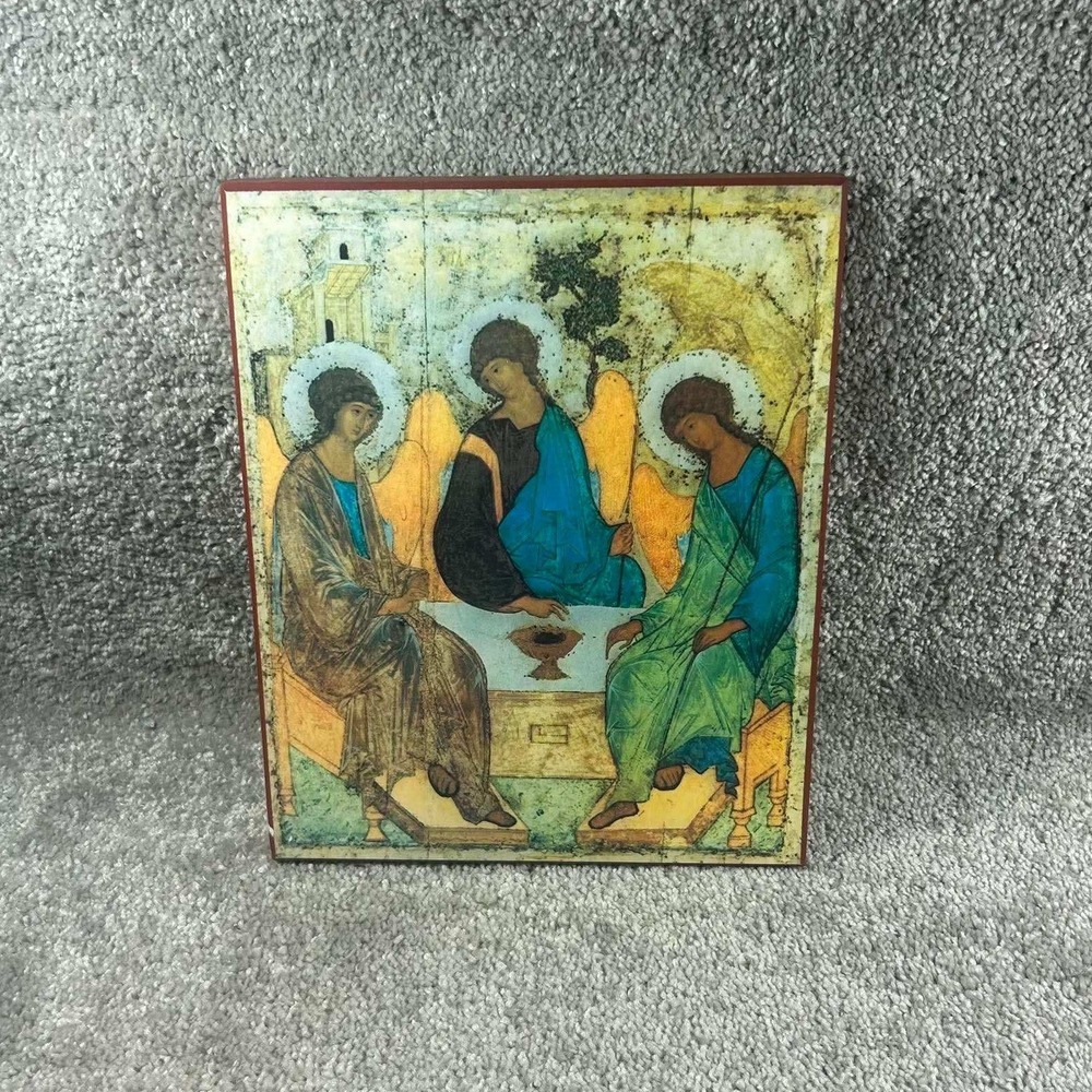 Andrei Rublev The Holy Trinity Religious Wood Icon Plaque Art 8x10